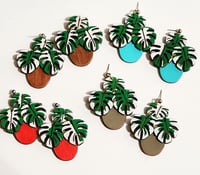 Image 1 of 3D POTTED MONSTERA EARRINGS