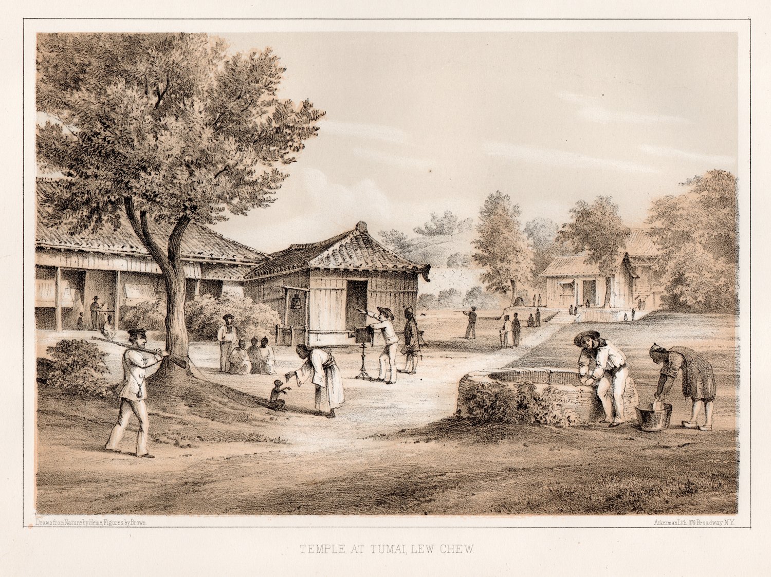 Image of William Heine: Temple at Tumai, Lew Chew, 1856