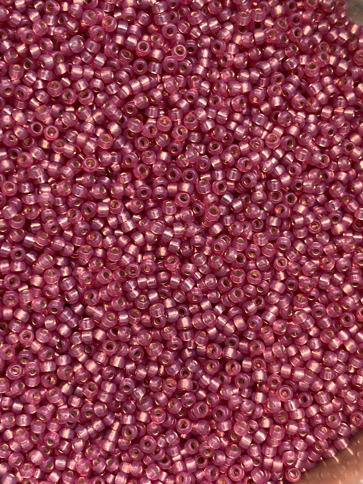 Silverlined dyed alabaster Dark rose, Miyuki seed beads str.11