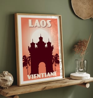 Image of Vintage poster Laos - Vientiane - Patuxai - Fine Art Print