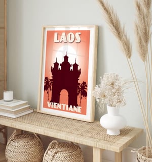 Image of Vintage poster Laos - Vientiane - Patuxai - Fine Art Print