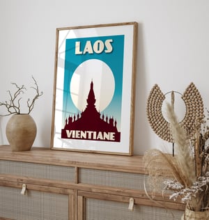 Image of Vintage poster Laos - Vientiane - That Luang - Fine Art Print