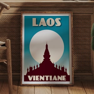 Image of Vintage poster Laos - Vientiane - That Luang - Fine Art Print
