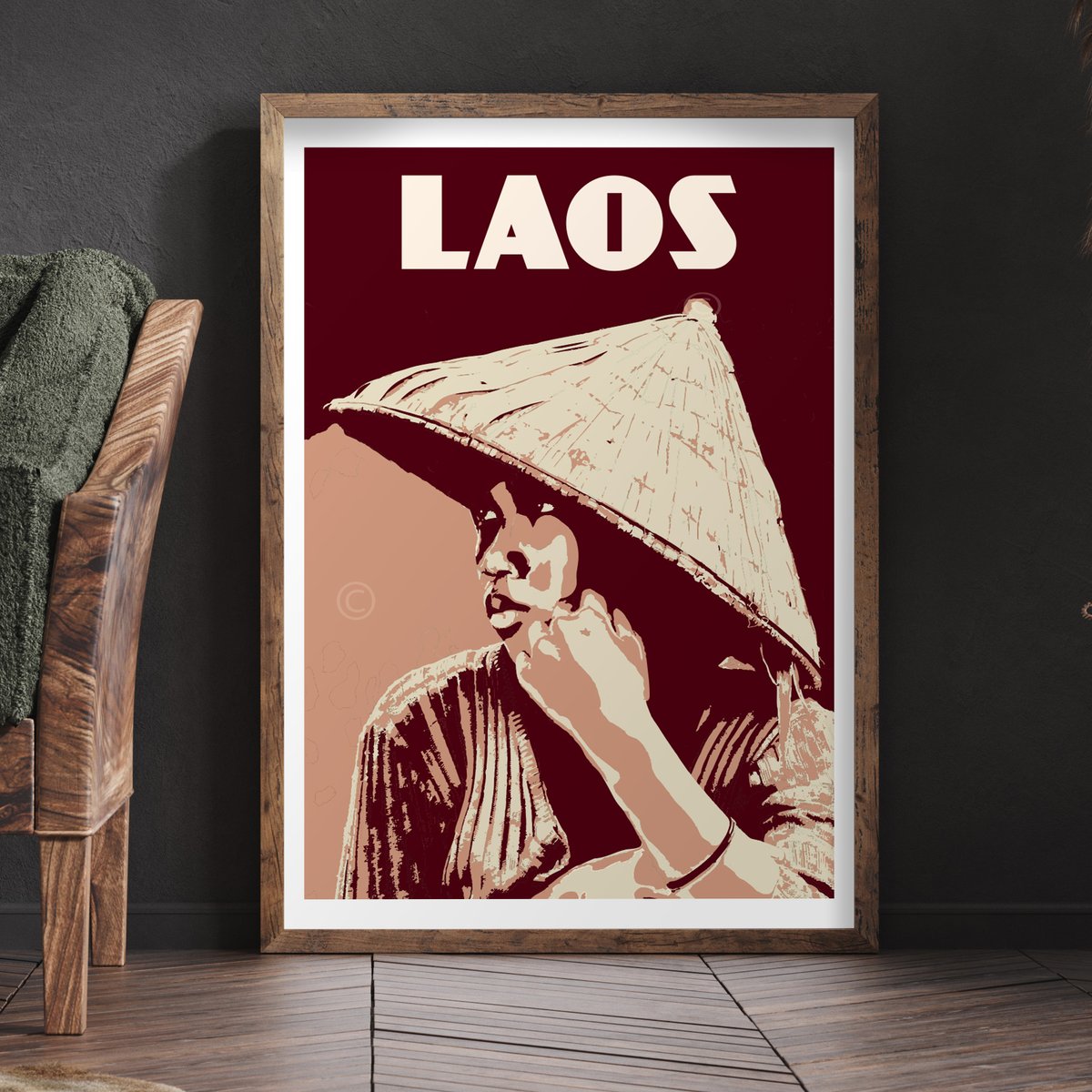 Image of Vintage poster Laos - young woman - Fine Art Print