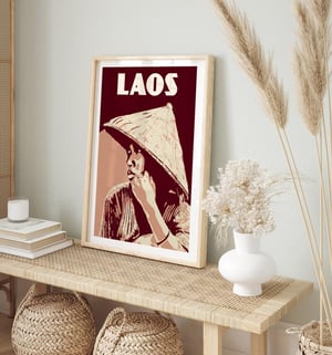Image of Vintage poster Laos - young woman - Fine Art Print