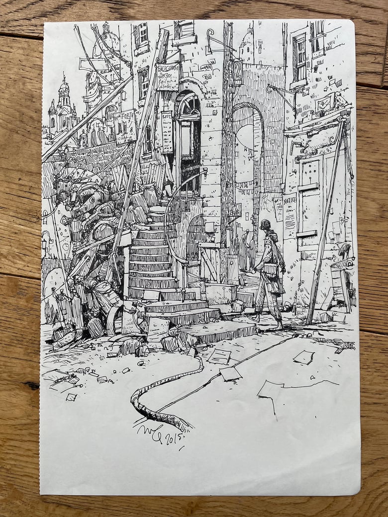 Image of 'Mechs & The City' original cover artwork.