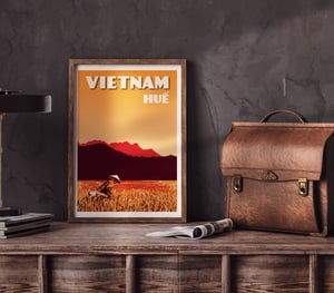 Image of Vintage poster Vietnam - Hue rice field - Fine Art Print