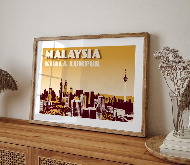 Image of Malaysia Vintage Poster - Kuala Lumpur - Landscape - Fine Art Print
