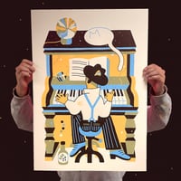 Image 2 of 'Alien Playing Piano' Screen Print