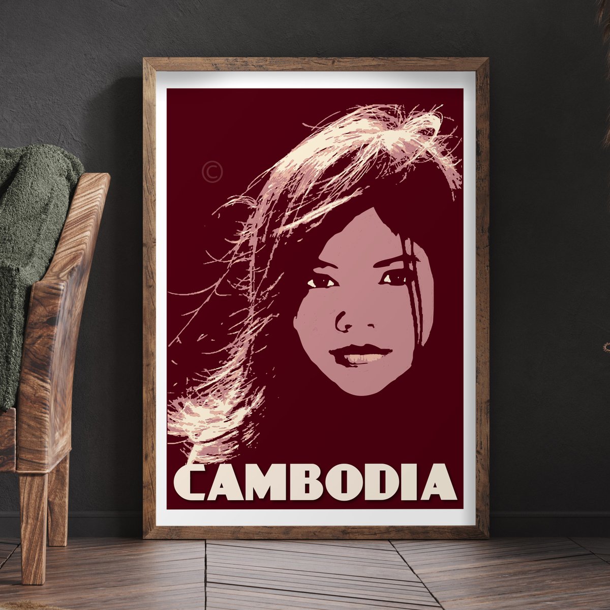 Image of Vintage poster Cambodia - Young Girl - Portrait - Fine Art Print 