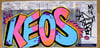 MrKEOS pink/blue with black outline - blue/pink with black outline