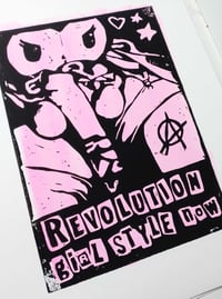 Image 3 of EMMA HARVEY - Revolution Girl Style Now [2] - A4 lino print (2023)