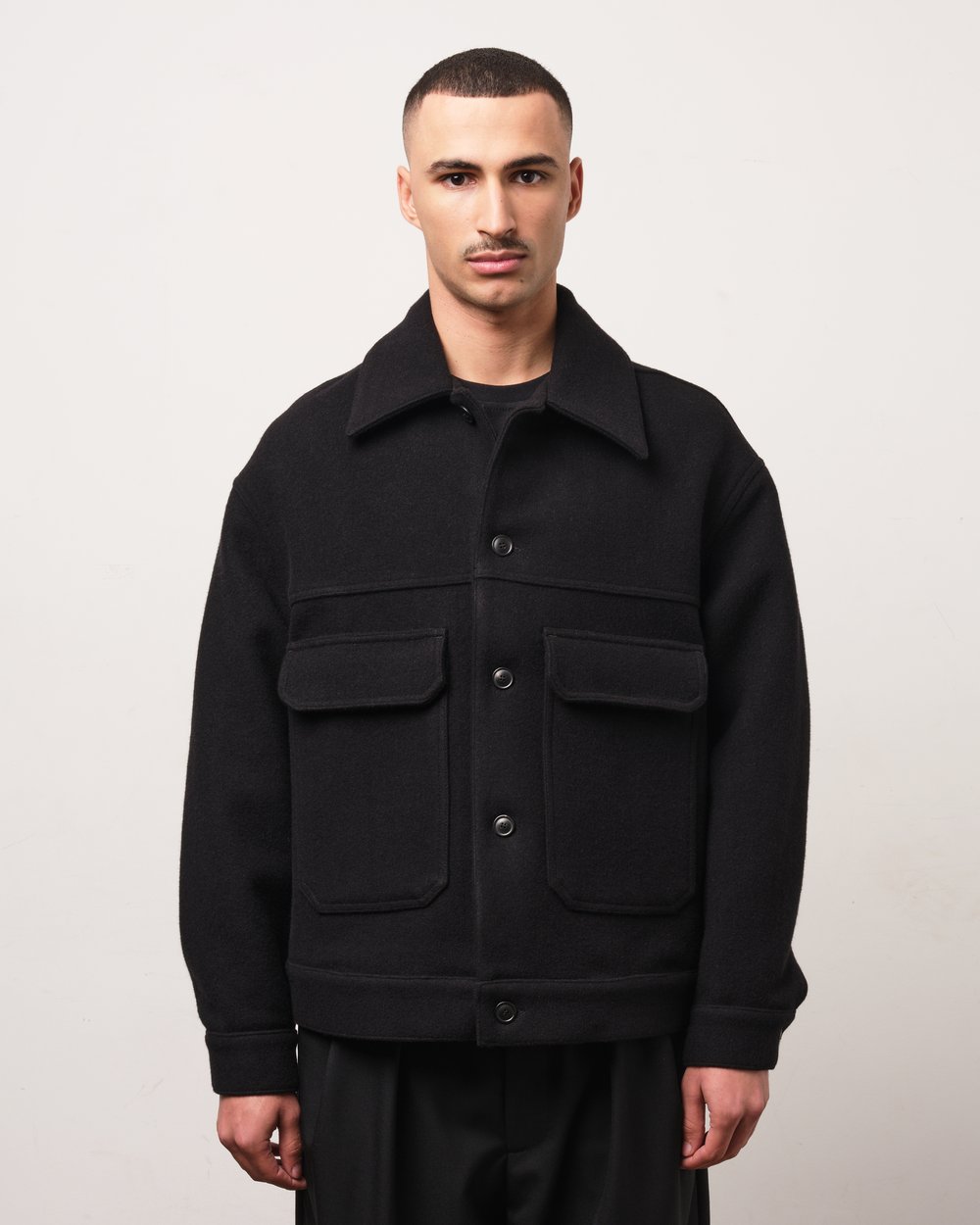 Image of Black Wool Cashmere Workwear Jacket