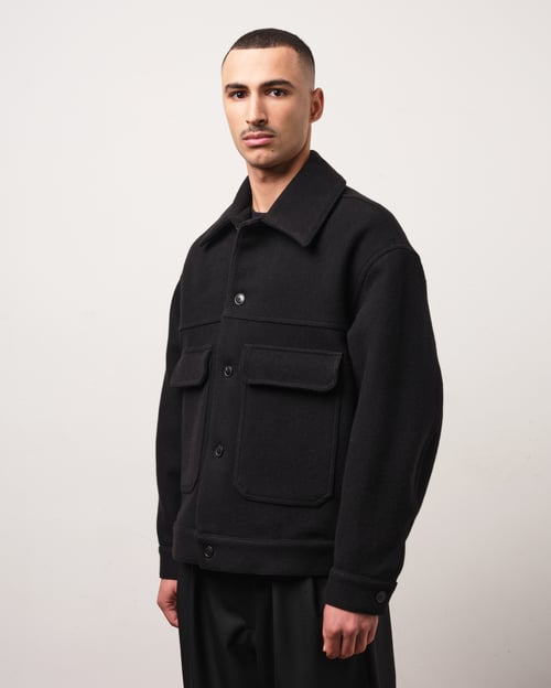 Image of Black Wool Cashmere Workwear Jacket