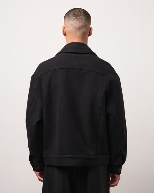 Image of Black Wool Cashmere Workwear Jacket