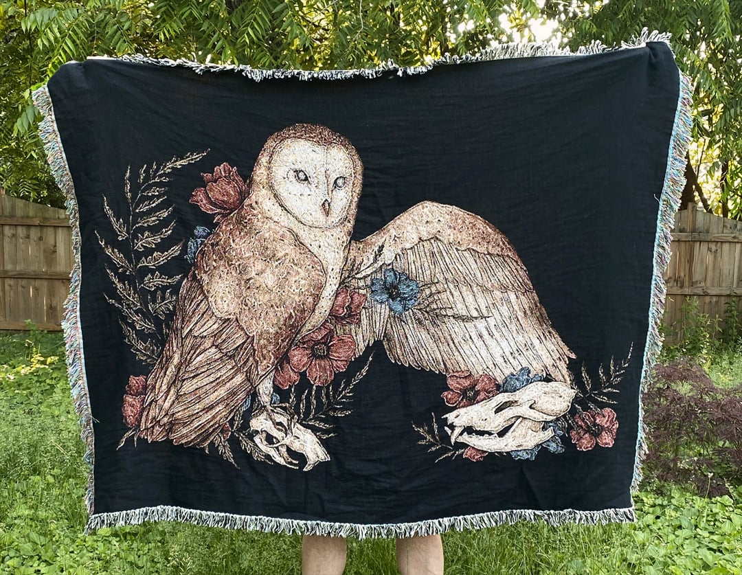 Image of Barn Owl Woven Blanket