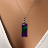 Purple and Green Glitter Resin Necklace