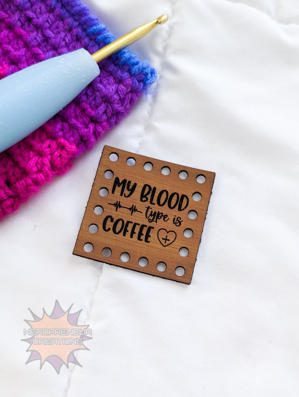 Image of My Blood Type is Coffee Vegan Leather Patch Set of 5 - Beanie Patches