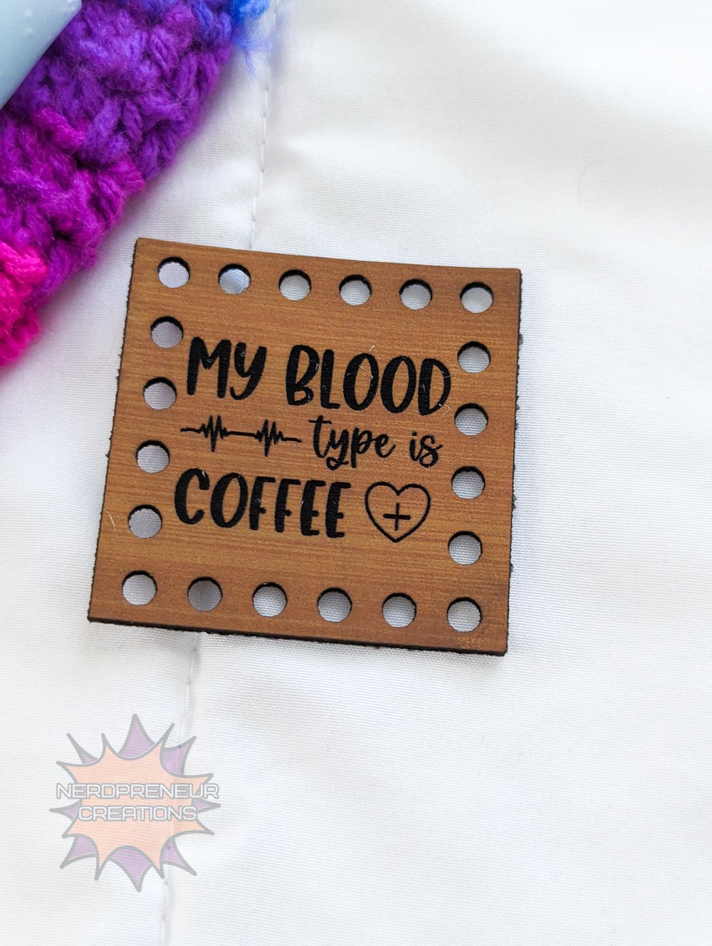 Image of My Blood Type is Coffee Vegan Leather Patch Set of 5 - Beanie Patches