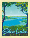 Glen Lake (Glen Arbor Michigan) Vintage Style Poster Art | Print No 121