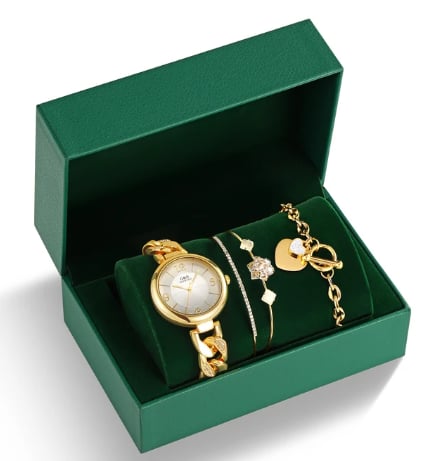 Image of STRYVE Women's Quartz Watch Set Crystal Bracelet Watch Green Box