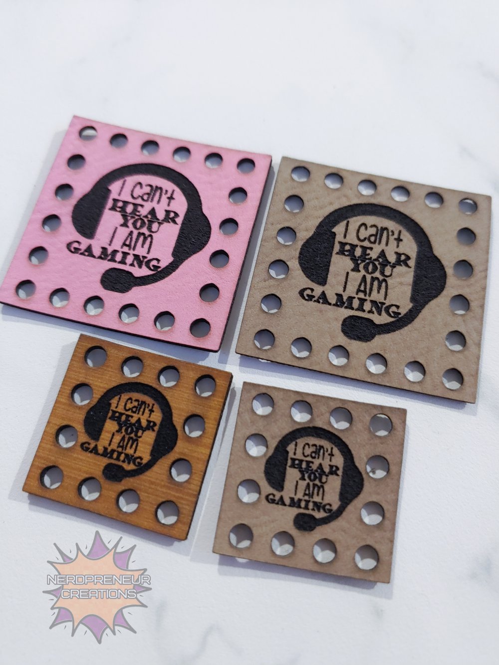 Image of I Can't Hear You I'm Gaming Vegan Leather Patch Set of 5 - Beanie Patches