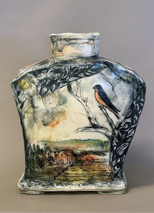 Image of Vale and Barn swallow Vase- Laurie Shaman