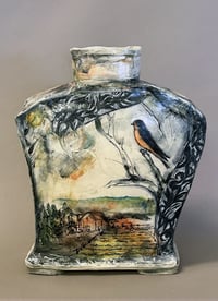 Image 3 of Vale and Barn swallow Vase- Laurie Shaman