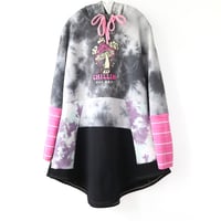 Image 1 of chillin tiedye mushroom pink courtneycourtney adult L/XL extra large hoodie sweatshirt tunic mini 