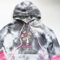 Image 2 of chillin tiedye mushroom pink courtneycourtney adult L/XL extra large hoodie sweatshirt tunic mini 