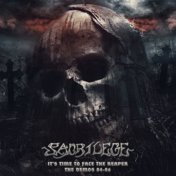 Image of SACRILEGE - "IT'S TIME TO FACE THE REAPER - THE DEMOS 84-86" 2xLp (WHITE W/ BLACK SPLATTER)