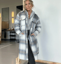 Image 1 of Long Shacket Blue/Grey
