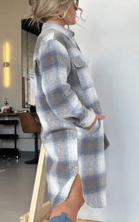Image 3 of Long Shacket Blue/Grey