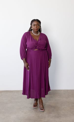 Image of Carla Twist Front Maxi Dress. Berry. By Dani Marie the Label 