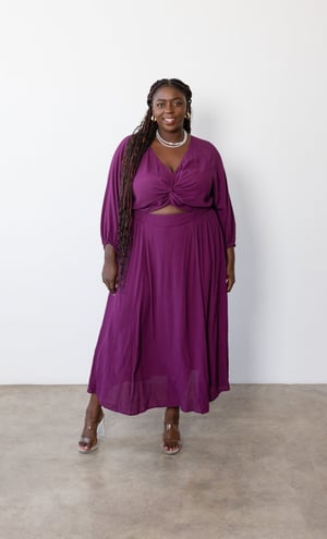 Image of Carla Twist Front Maxi Dress. Berry. By Dani Marie the Label