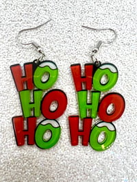 Image 1 of HO HO HO grinch earrings 