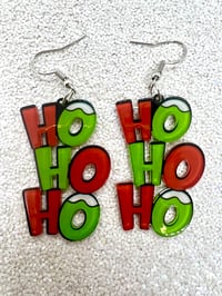 Image 2 of HO HO HO grinch earrings 