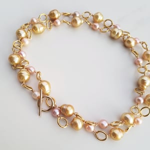 Golden Pearl Vintage Link Necklace
