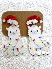 Llama lights festive earrings 