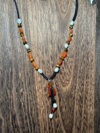 Image 1 of .925 STERLING SILVER CARNELIAN X TIGERS EYE X PEARL NECKLACE