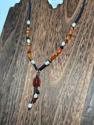 .925 STERLING SILVER CARNELIAN X TIGERS EYE X PEARL NECKLACE