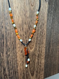 Image 3 of .925 STERLING SILVER CARNELIAN X TIGERS EYE X PEARL NECKLACE