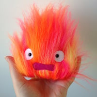 Image 2 of small worried calcifer plushie - howls moving castle - made to order