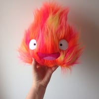 Image 1 of medium happy calcifer plushie - howls moving castle - made to order