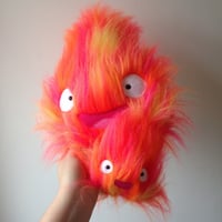 Image 3 of medium happy calcifer plushie - howls moving castle - made to order