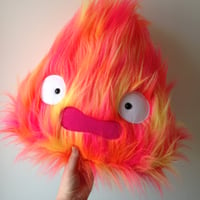 Image 1 of Large Worried Calcifer Plushie - Howls Moving Castle - Made To Order