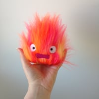 Image 1 of small worried calcifer plushie - howls moving castle - made to order