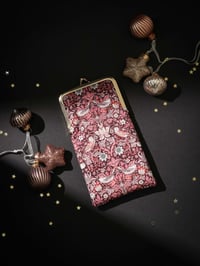 Glasses case * Birds and strawberries * Bordeaux