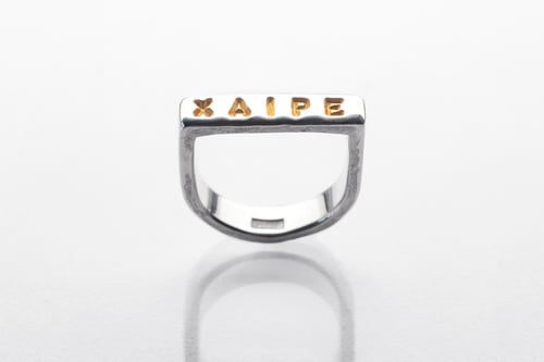Image of XAIPE / rejoice plain ring with gold plated letters