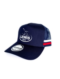 Image 2 of LEWIS STRIPE TRUCKER CAP - NAVY/RED/WHITE